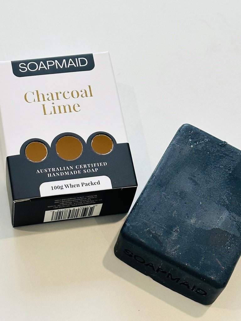 australian natural soap with charcoal and lime essential oil