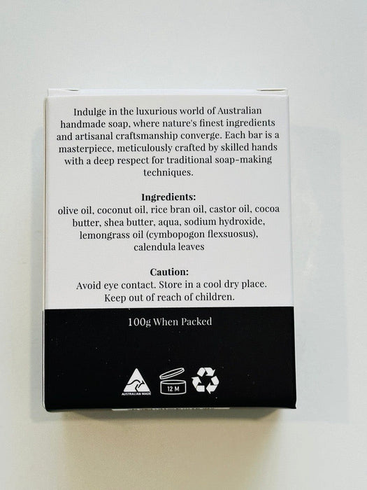 Australian handmade natural Lemongrass Calendula Natural Organic bar Soap - Soapmaid - Back