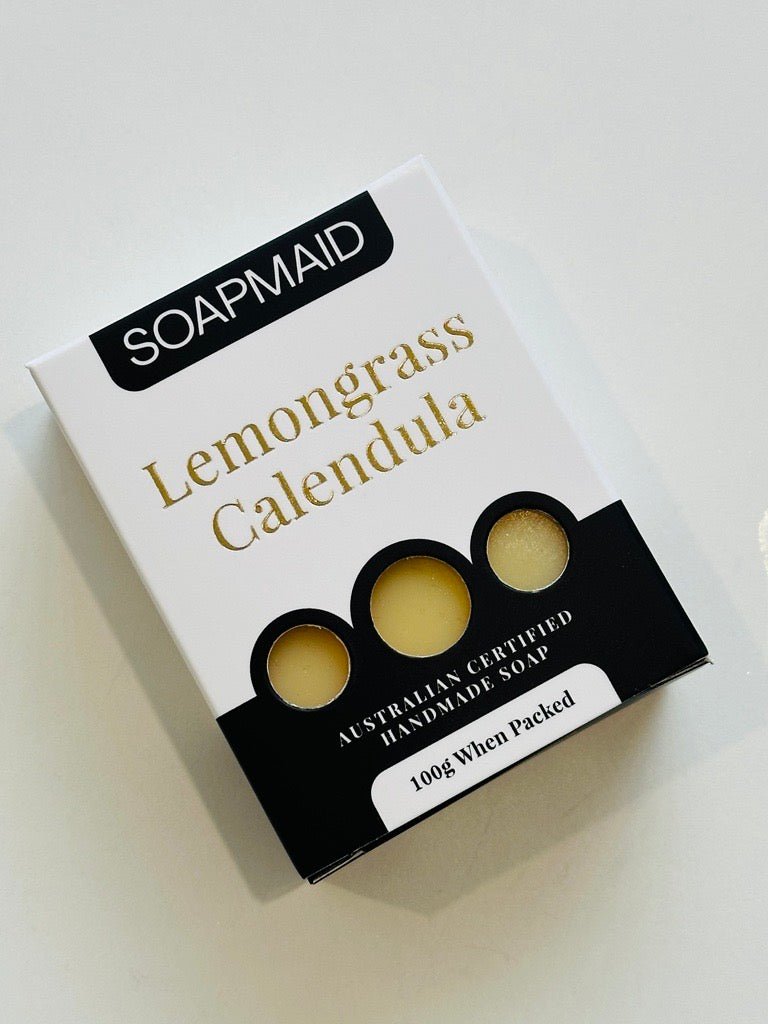 Australian handmade natural Lemongrass Calendula Soap - Soapmaid - Front