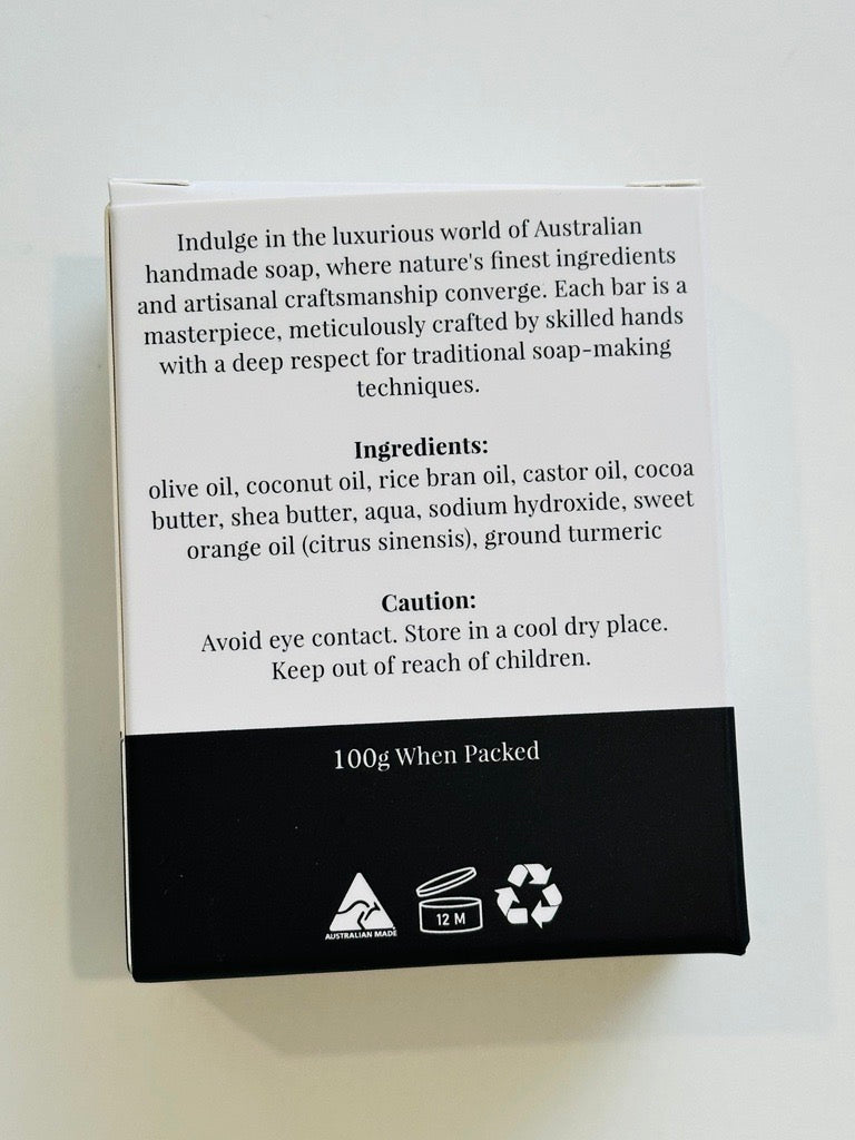 Australian natural handmade Orange Turmeric Soap - Soapmaid - Back